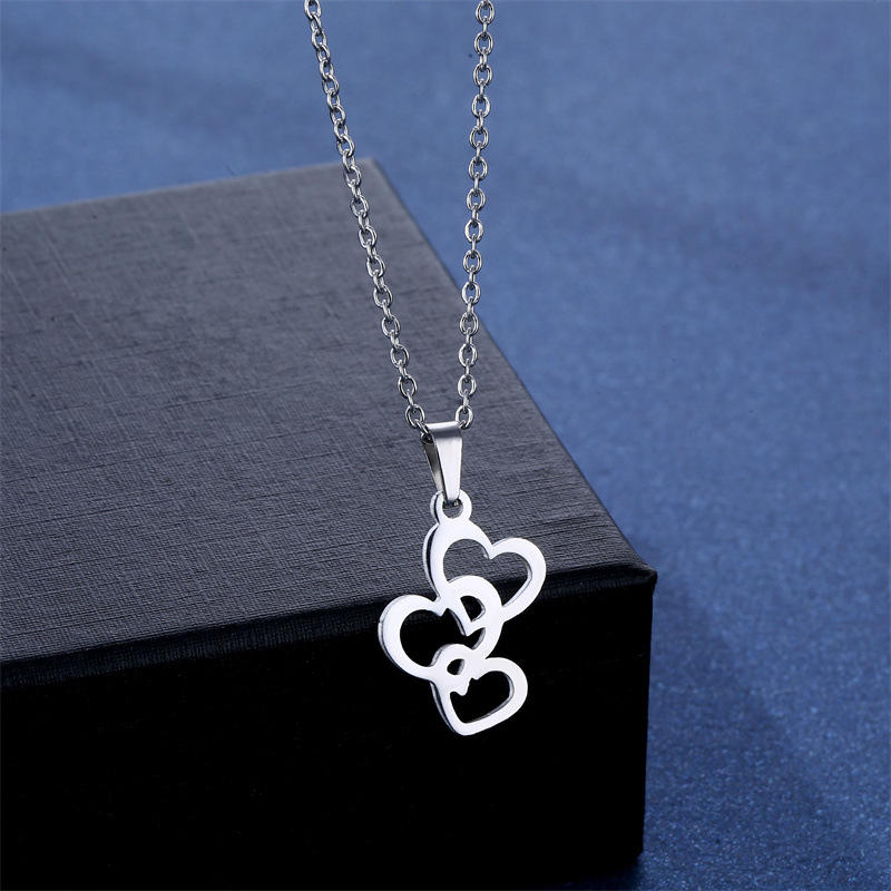 stainless steel  heart earrings necklace jewelry sets