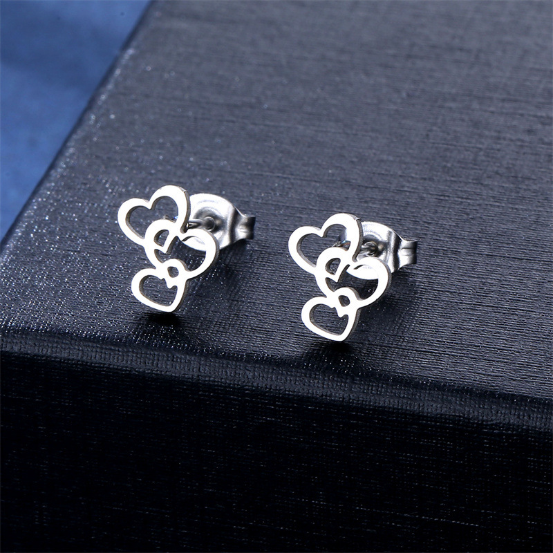 stainless steel  heart earrings necklace jewelry sets