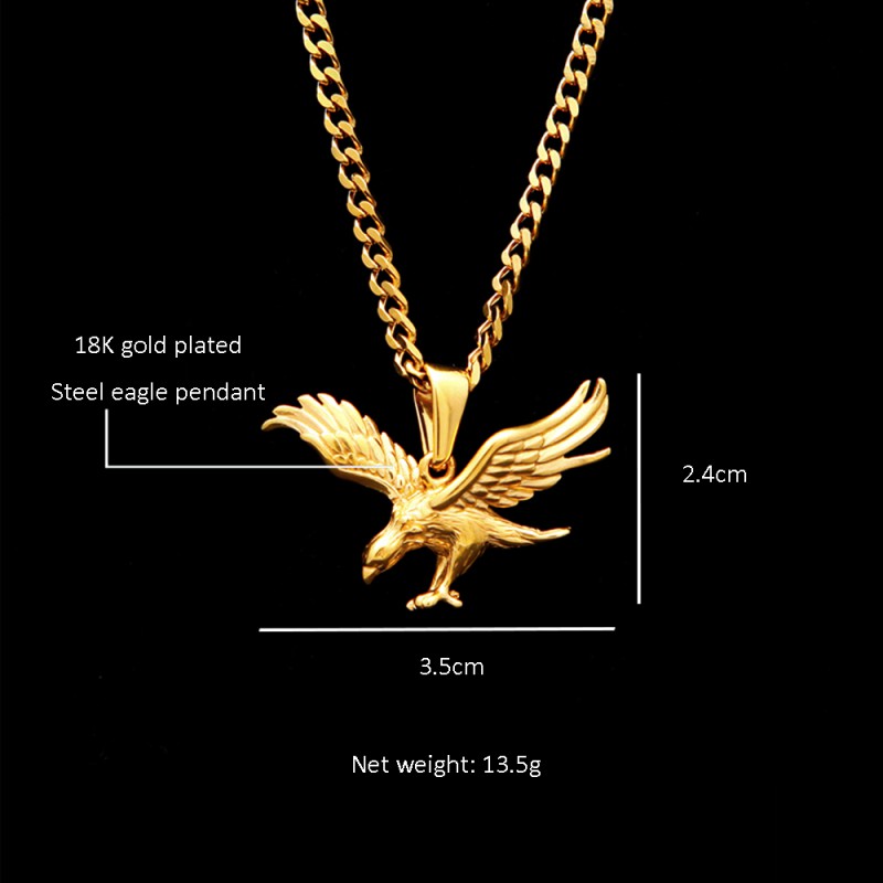 stainless steel jewelry 18k Gold plated 3mm width Eagle pendant