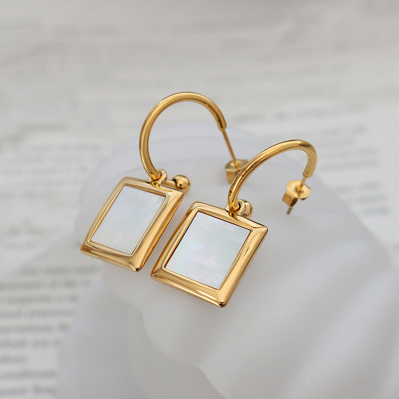 stainless steel square earrings