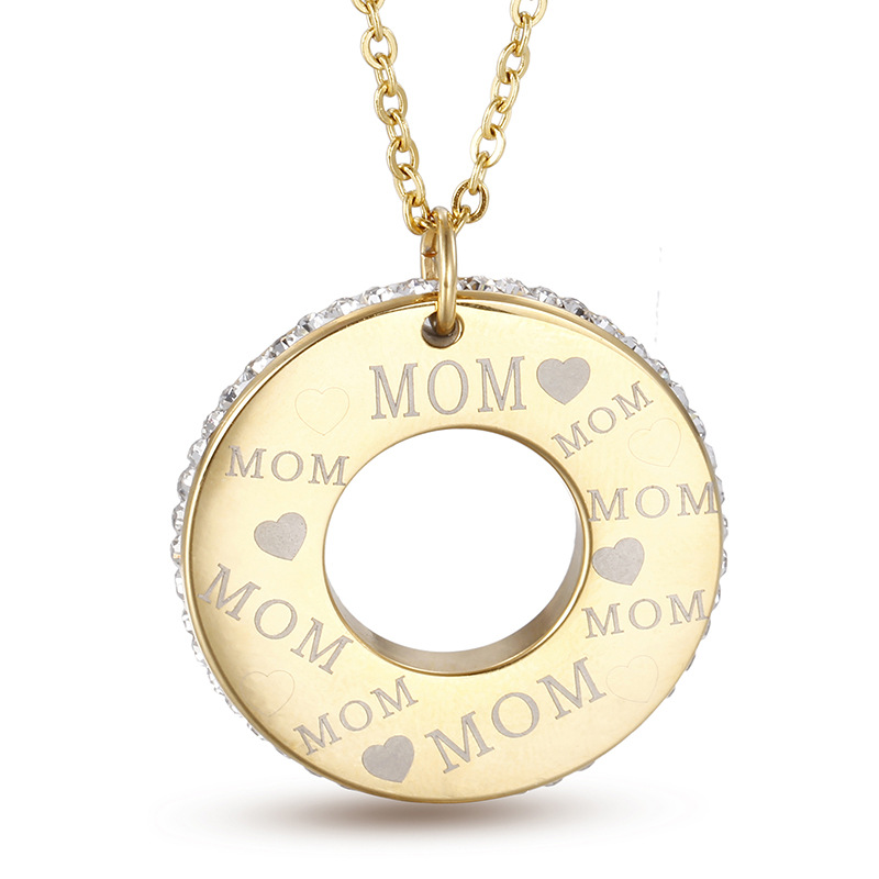 stainless steel letters MOM circle earrings necklace jewelry sets