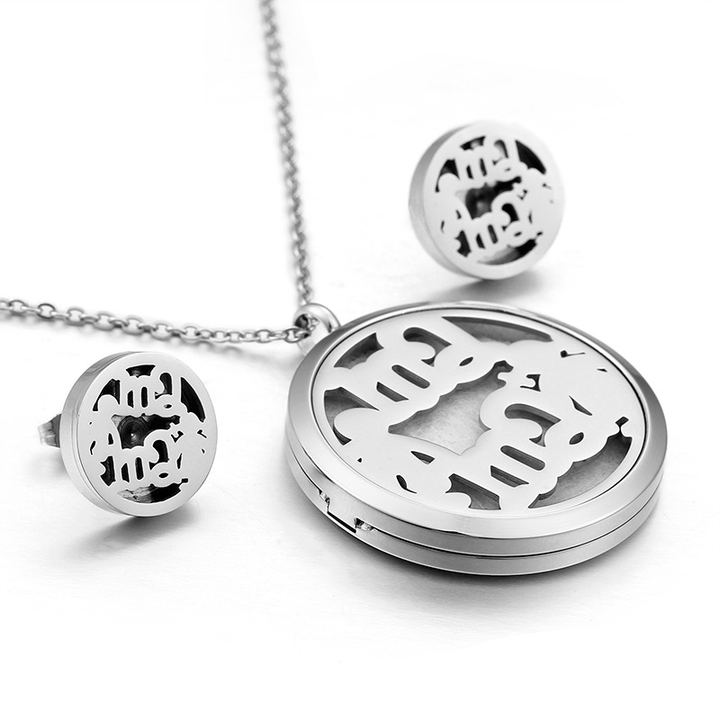 stainless steel mother love circle openable earrings necklace jewelry sets