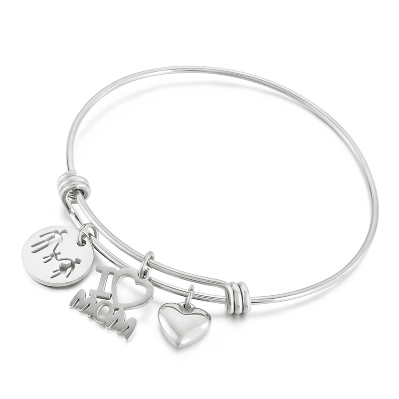 stainless steel heart Mother's Day style bracelet