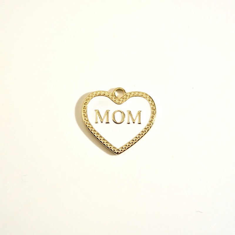 stainless steel 14k gold plating heart letters MOM pendant