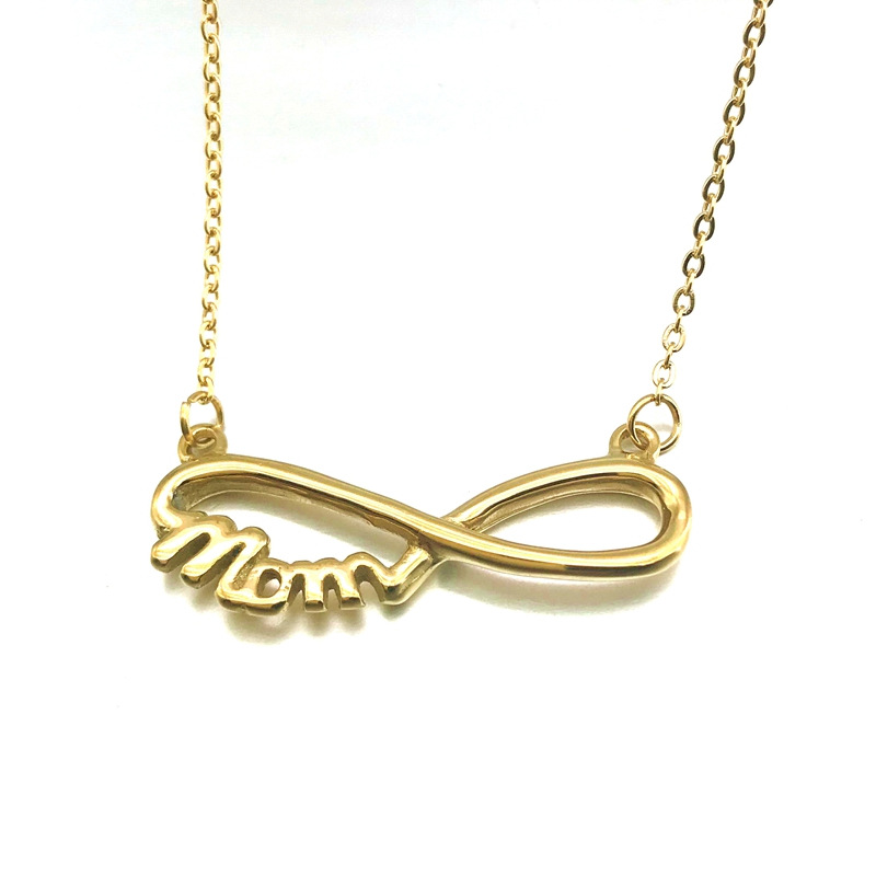 stainless steel figure 8 mother love necklace