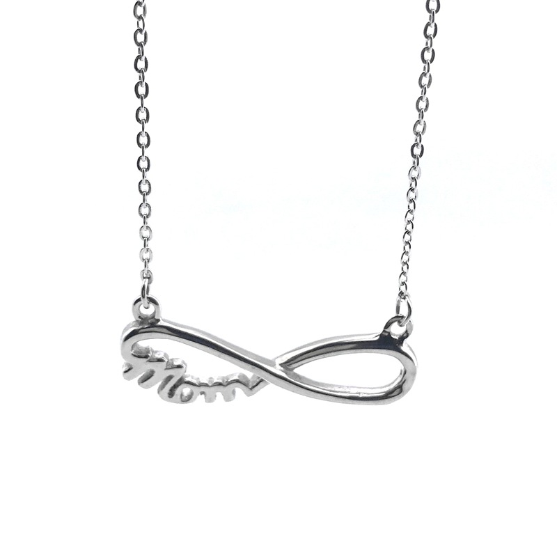 stainless steel figure 8 mother love necklace