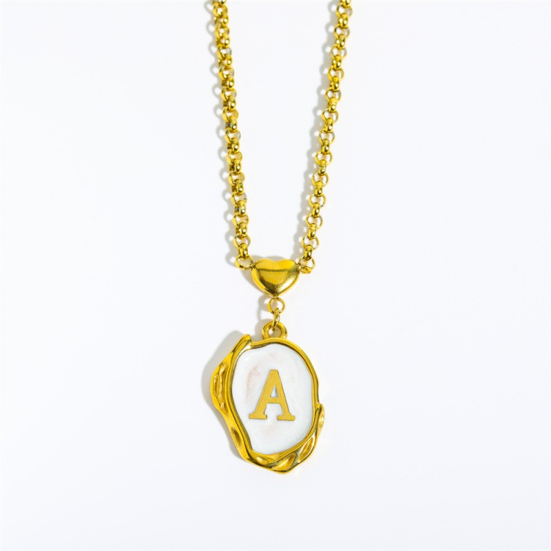 stainless steel 18k gold plating capital letter necklace