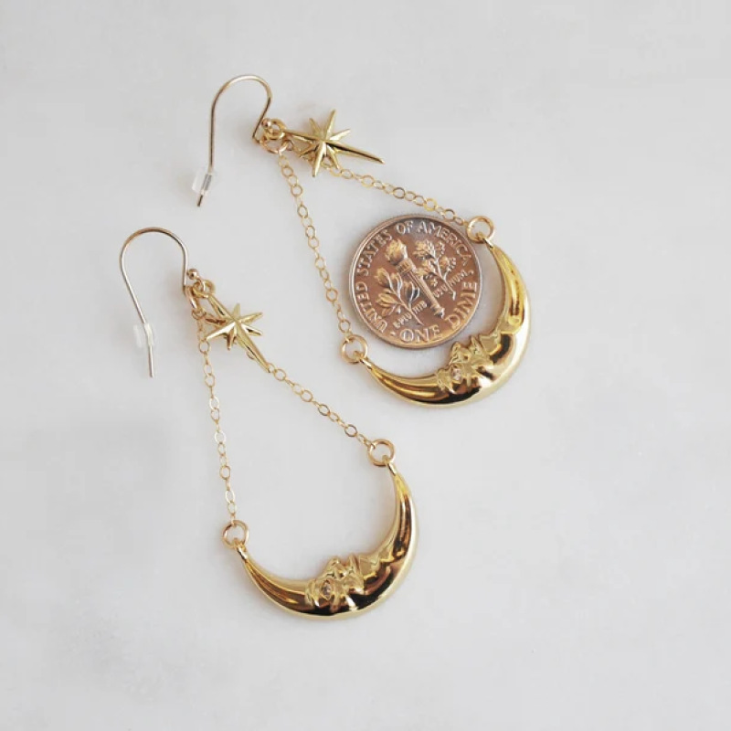 stainless steel 18k gold plating moon earrings