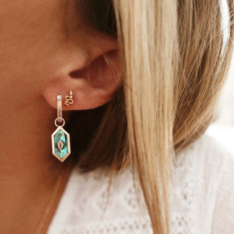 stainless steel inlaid zircon geometric earrings