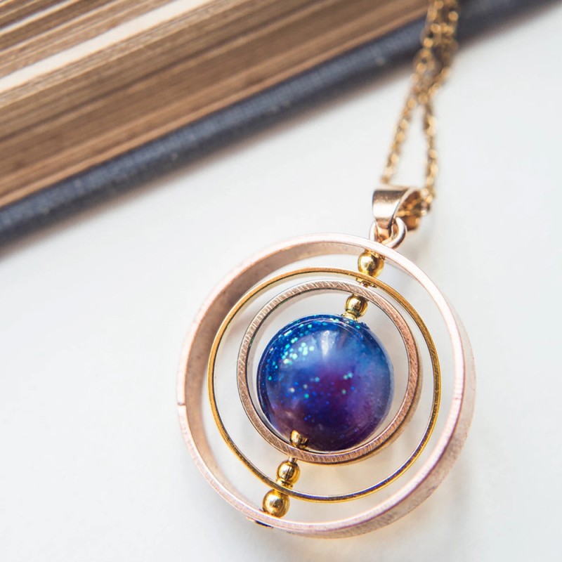 stainless steel galaxy natural stone necklace