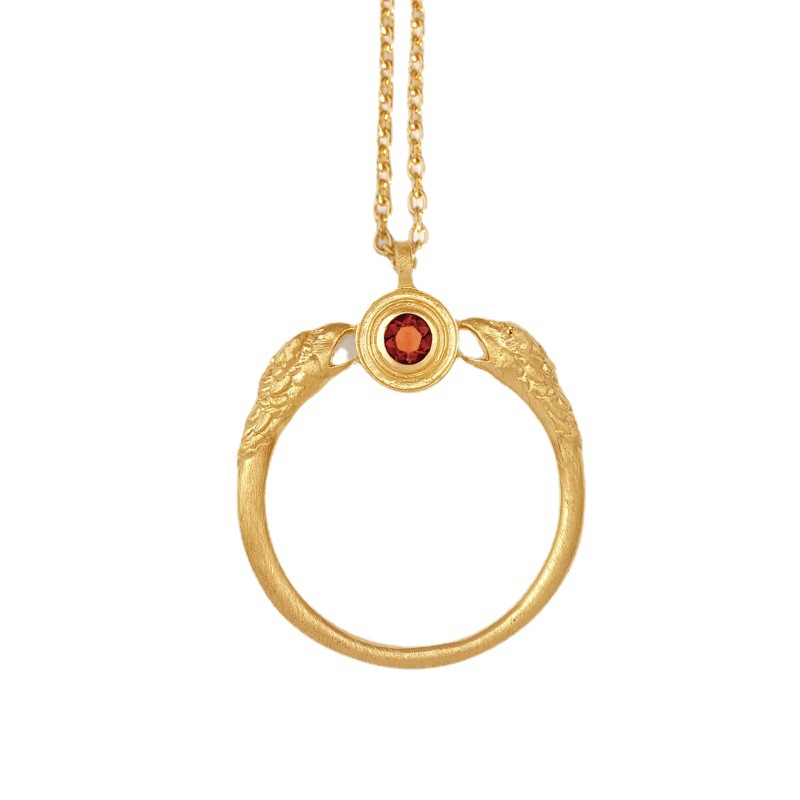 stainless steel 18k gold plating circle snake necklace