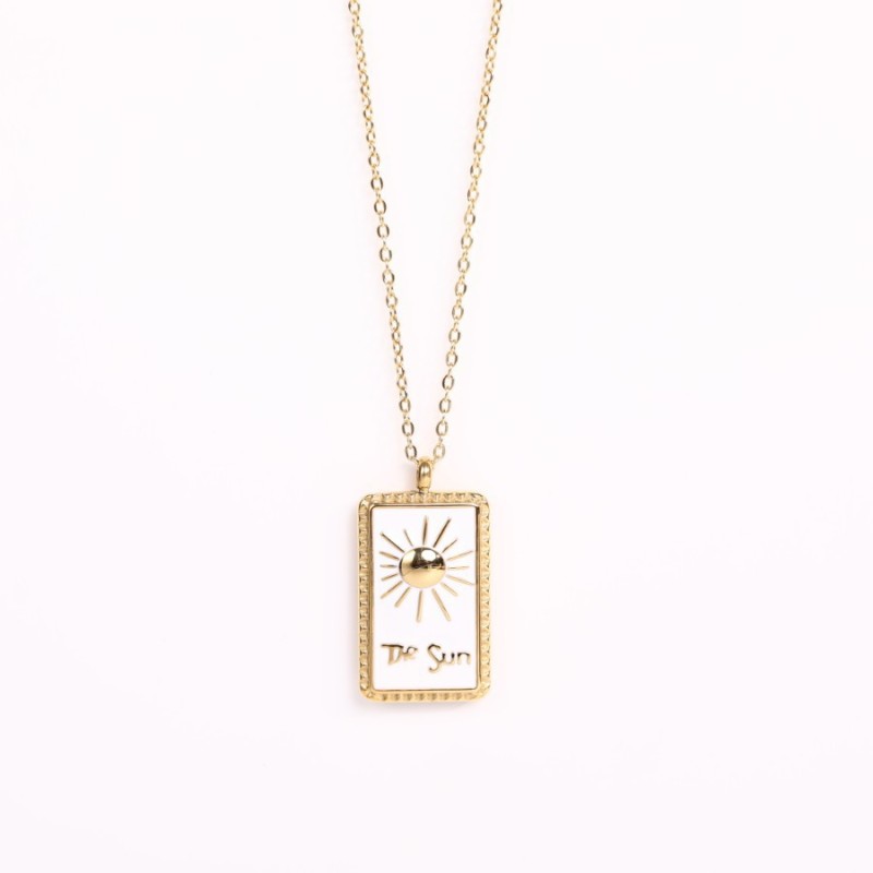 stainless steel gold plating the Sun square necklace