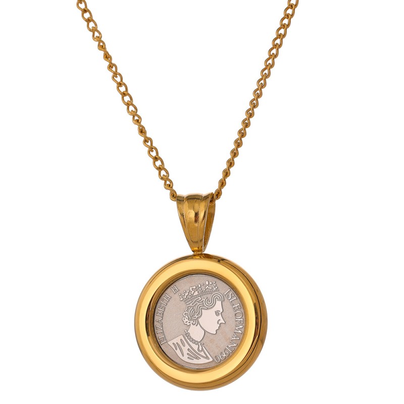 stainless steel gold plating circle Vintage queen head necklace