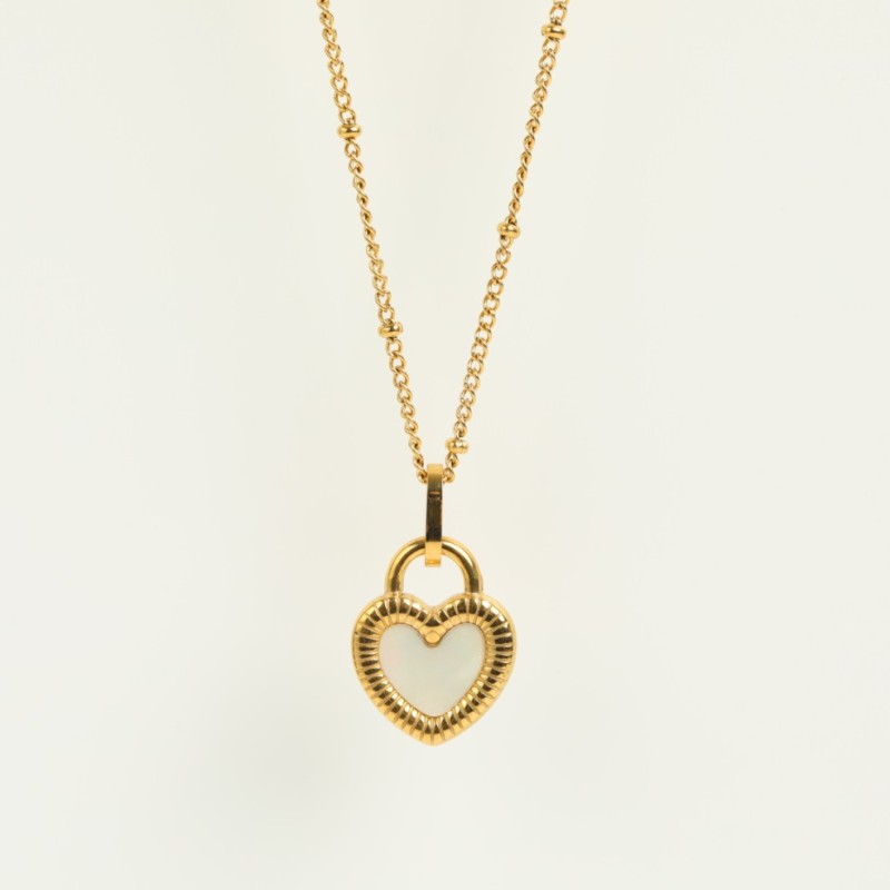 stainless steel gold plating peach heart shell necklace