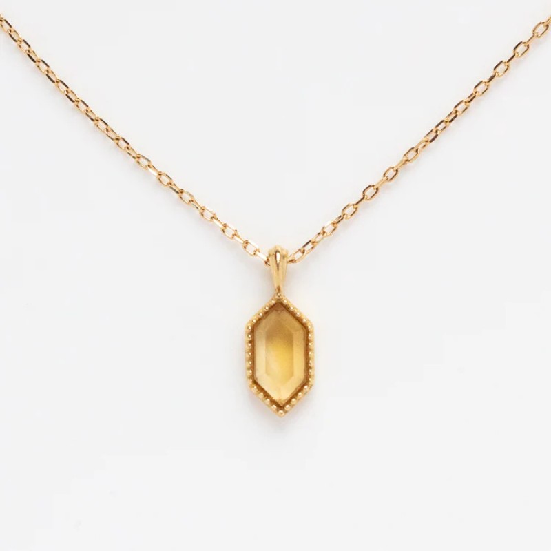 stainless steel yellow crystal lucky necklace