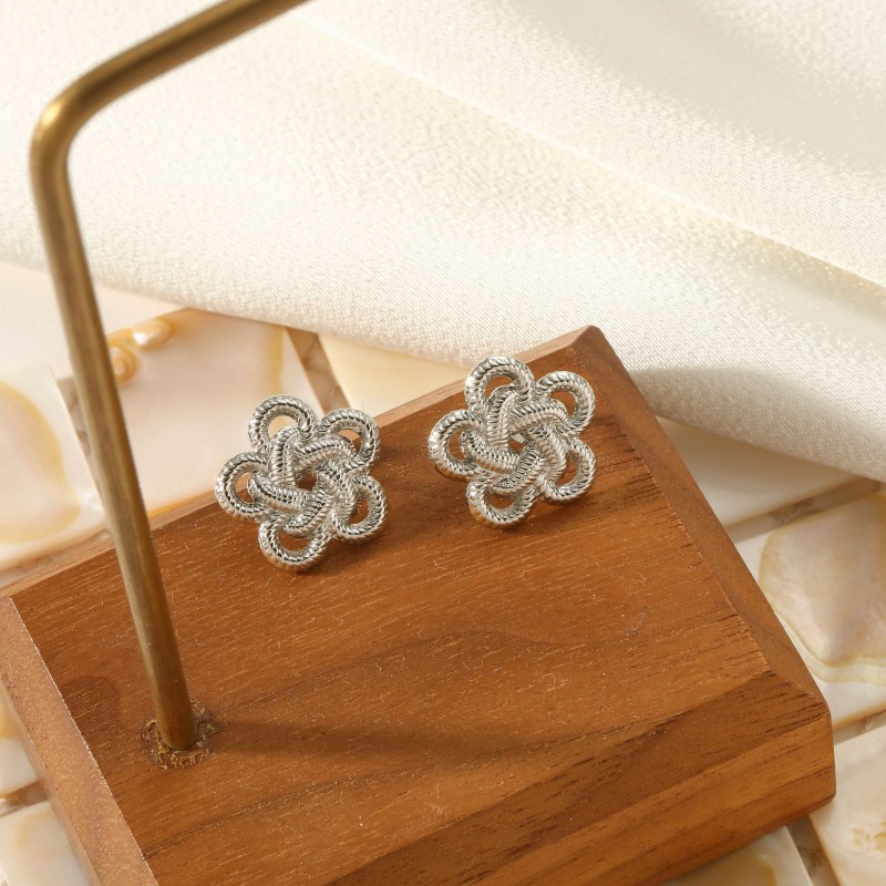 stainless steel flower earrings stud