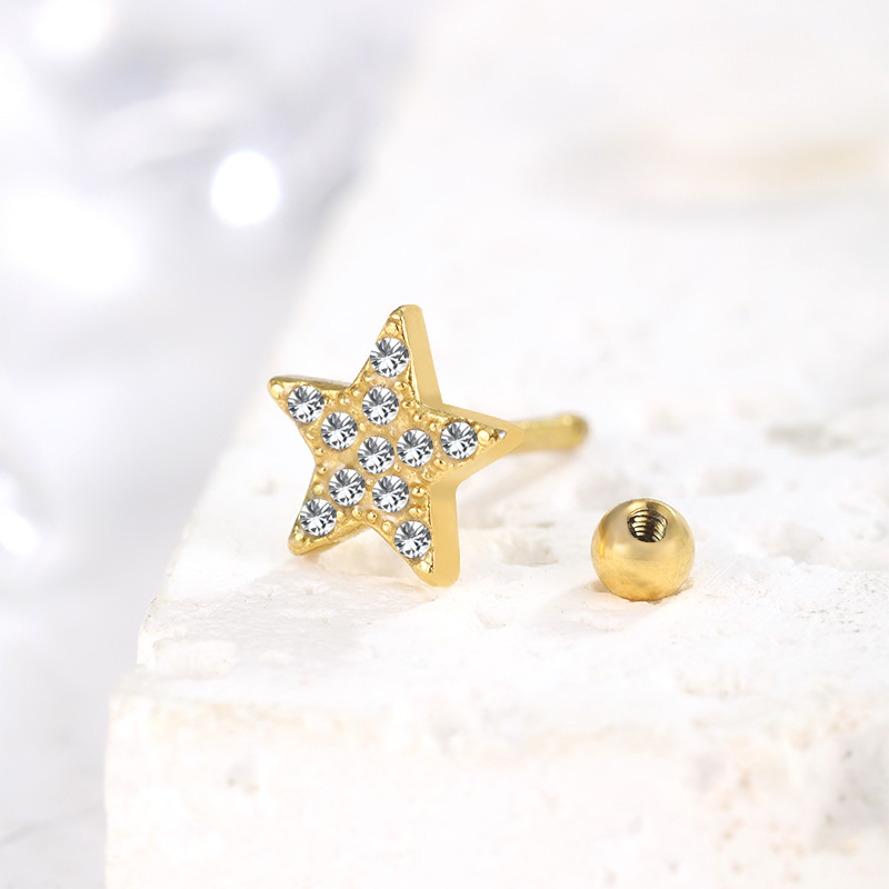 stainless steel star single earrings stud