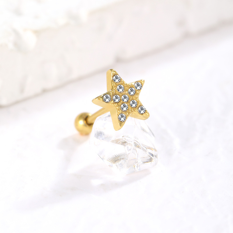 stainless steel star single earrings stud