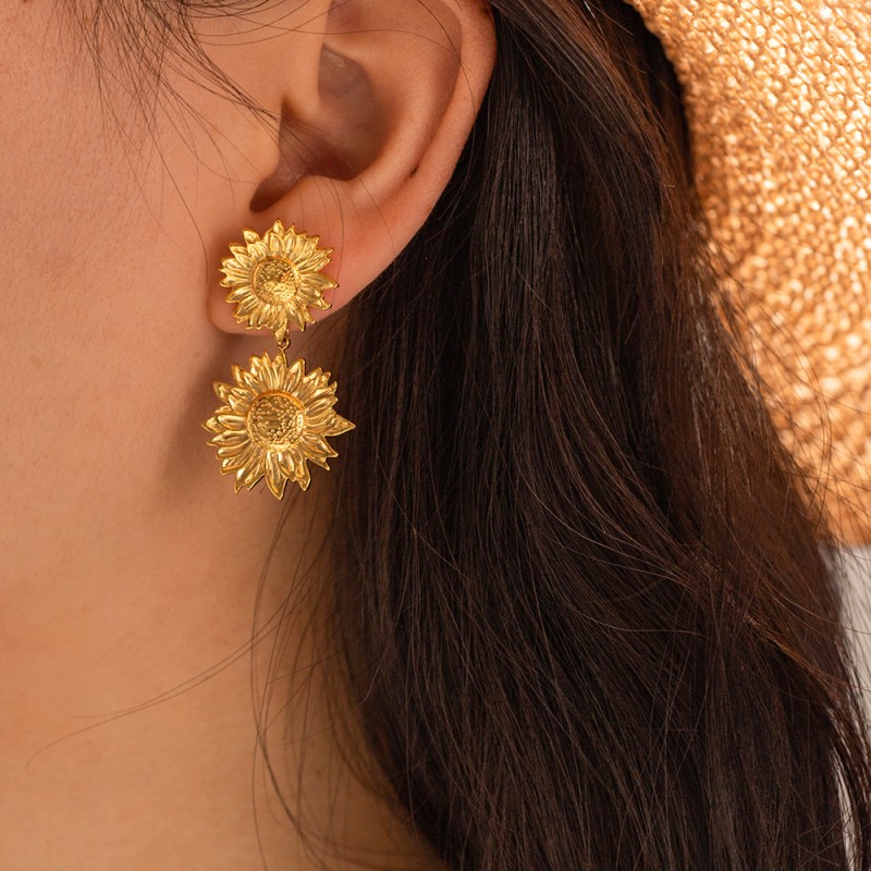 stainless steel sunflower earrings