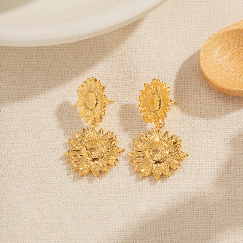 stainless steel sunflower earrings