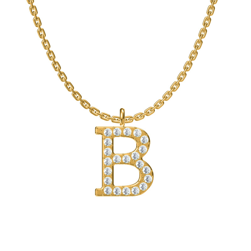 stainless steel zircon letters necklace