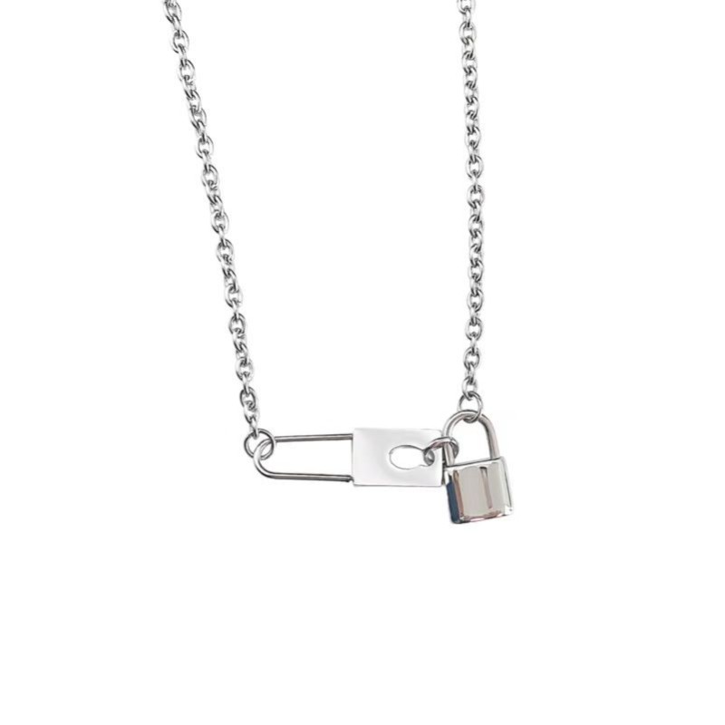 stainless steel Paper clip lock necklace