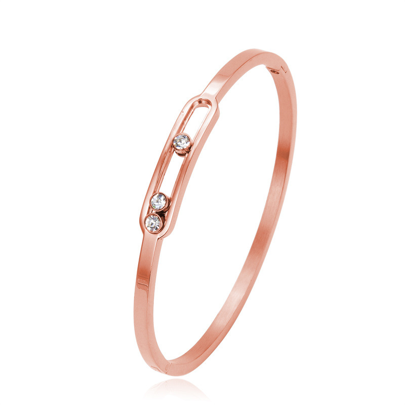 stainless steel Movable zircon bangle bracelet