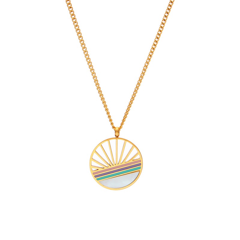 stainless steel shell enamel pendant necklace