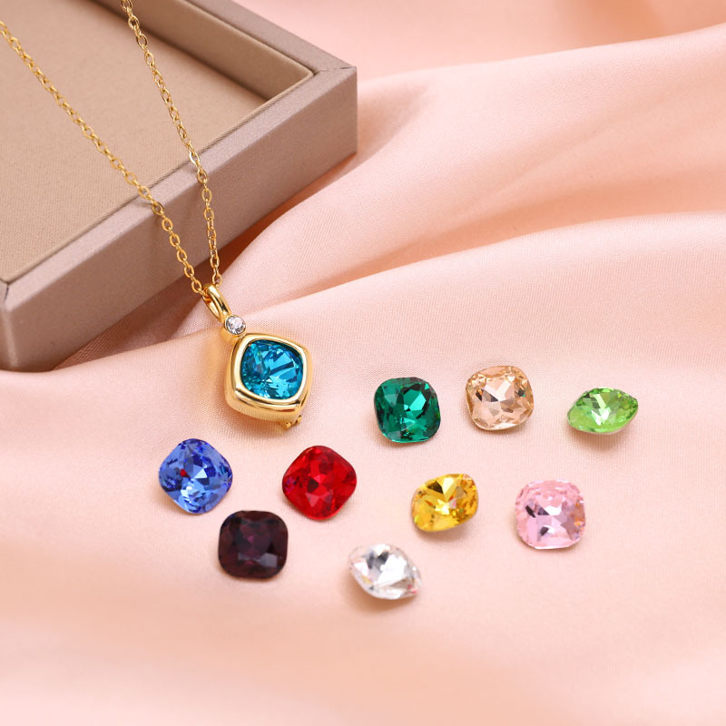 stainless steel changeable colorful zircon necklace