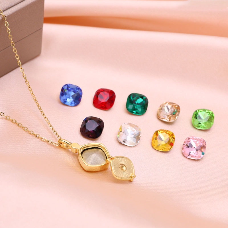 stainless steel changeable colorful zircon necklace